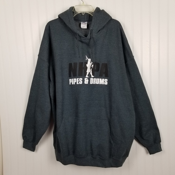Hoodie Sweatshirt Pull Over Graphic NHPA Bag Pipes & Drums Irish Pockets Police - Picture 12 of 12